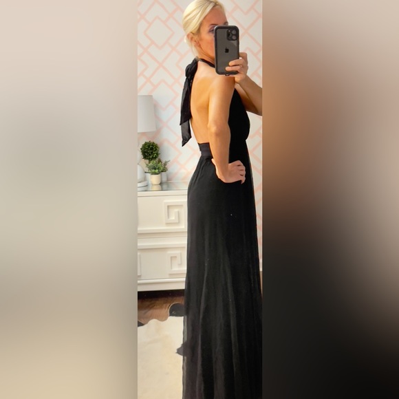 Alice & Olivia, black chiffon halter dress, size 2 - Picture 3 of 12